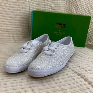 ✨BRAND NEW, UNWORN✨ Keds x Kate Spade New York white glitter sneakers. Size 9